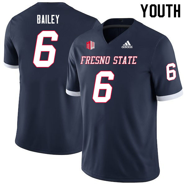 Youth #6 Levelle Bailey Fresno State Bulldogs College Football Jerseys Sale-Navy - Click Image to Close